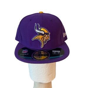New Era Cap Hat Unisex Size 7 1/4 Purple Minnesota Vikings On Field Fitted